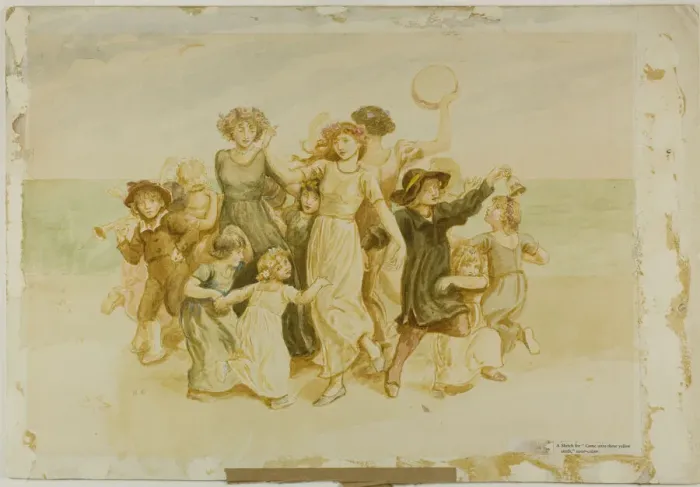 Framed Print : Children Playing on the Beach, n. d. Creator: Catherine Greenaway Framed Print : Children Playing on the Beach, n. d. Creator: Catherine Greenaway
