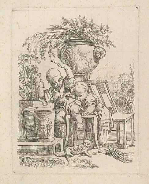 Two Children, One Playing the Drum. Creator: Louis Antoine Crozat, Baron de Thiers