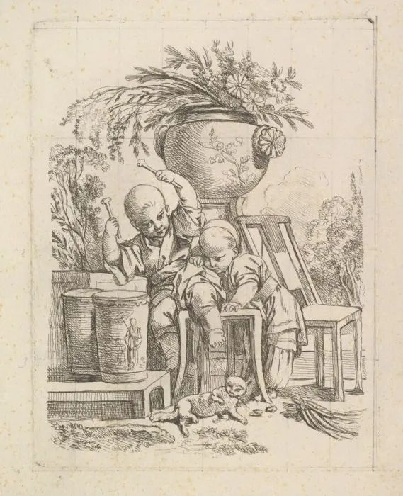 Framed Print : Two Children, One Playing the Drum. Creator: Louis Antoine Crozat, Baron de Thiers Framed Print : Two Children, One Playing the Drum. Creator: Louis Antoine Crozat, Baron de Thiers