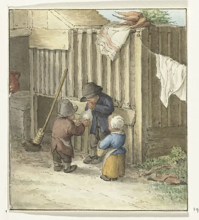 Framed Print : Three children playing with a pig bladder, 1775-1833. Creator: Jean Bernard Framed Print : Three children playing with a pig bladder, 1775-1833. Creator: Jean Bernard