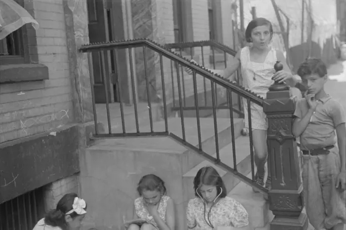 Framed Print : Children playing in the street, 61st Street between 1st and 3rd Avenues, New York, 1938. Creator: Walker Evans Framed Print : Children playing in the street, 61st Street between 1st and 3rd Avenues, New York, 1938. Creator: Walker Evans