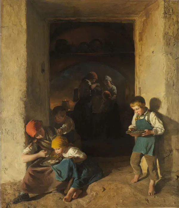 Framed Print : Children Receiving their Breakfast, 1859 Framed Print : Children Receiving their Breakfast, 1859