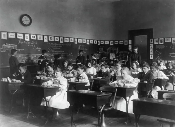 Framed Print : Children in school in Washington, D.C. - studying geometry, (1899?). Creator: Frances Benjamin Johnston Framed Print : Children in school in Washington, D.C. - studying geometry, (1899?). Creator: Frances Benjamin Johnston