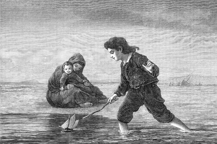 Framed Print : Children of the Sea, by L. Duncan, in the General Exhibition of Water-Colour Drawings, 1869. Creator: W Thomas Framed Print : Children of the Sea, by L. Duncan, in the General Exhibition of Water-Colour Drawings, 1869. Creator: W Thomas