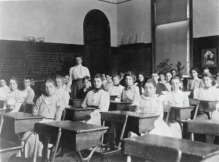 Framed Print : Children seated in classroom, Washington, D.C. (1899?). Creator: Frances Benjamin Johnston Framed Print : Children seated in classroom, Washington, D.C. (1899?). Creator: Frances Benjamin Johnston