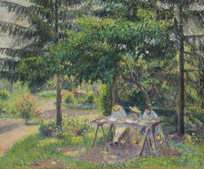 Framed Print : Children seated in the garden at Eragny (Enfants attables dans le jardin a Eragny), 1892. Artist: Pissarro, Camille (1830-1903) Framed Print : Children seated in the garden at Eragny (Enfants attables dans le jardin a Eragny), 1892. Artist: Pissarro, Camille (1830-1903)