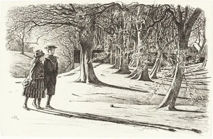 Framed Print : Two Children in the Snow. Creator: George du Maurier Framed Print : Two Children in the Snow. Creator: George du Maurier