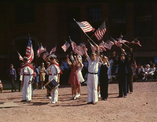 Children stage a patriotic demonstration, Southington, Conn. 1942. Creator: Charles Fenno Jacobs