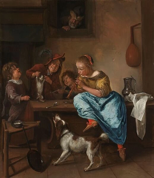 Children Teaching a Cat to Dance, Known as ‘The Dancing Lesson, 1660-1679. Creator: Jan Steen