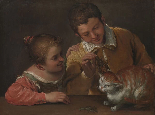Two Children Teasing a Cat. Creator: Annibale Carracci