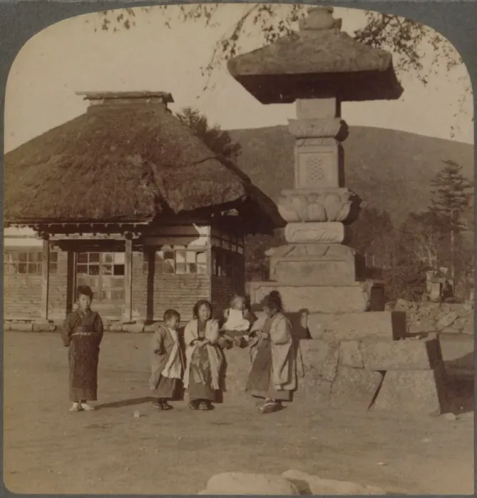 Framed Print : Children in front of village schoolhouse, Karuizawa, Japan, 1904 Framed Print : Children in front of village schoolhouse, Karuizawa, Japan, 1904