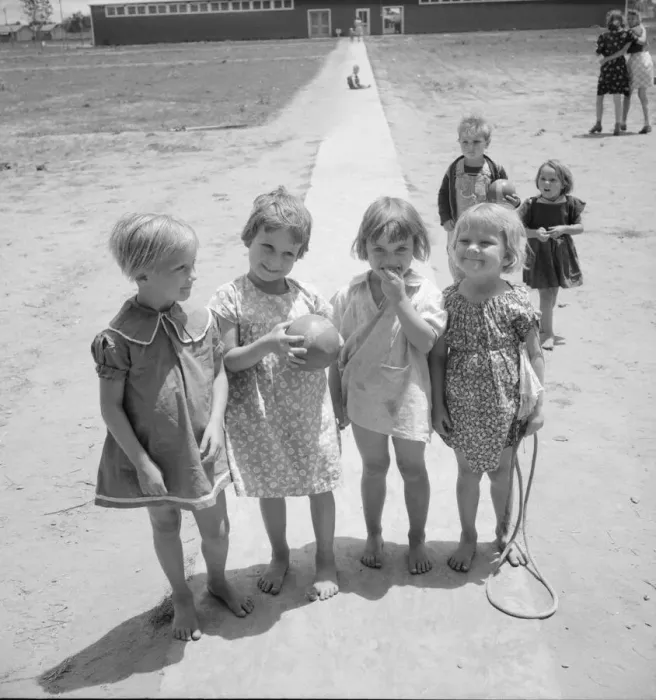 Framed Print : Children who attend nursery school, Farmersville FSA camp, Tulare County, CA, 1939. Creator: Dorothea Lange Framed Print : Children who attend nursery school, Farmersville FSA camp, Tulare County, CA, 1939. Creator: Dorothea Lange