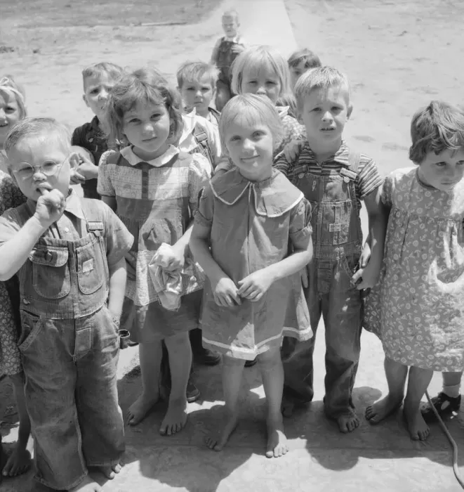 Framed Print : Children who attend nursery school, Farmersville FSA camp, Tulare County, California, 1939. Creator: Dorothea Lange Framed Print : Children who attend nursery school, Farmersville FSA camp, Tulare County, California, 1939. Creator: Dorothea Lange