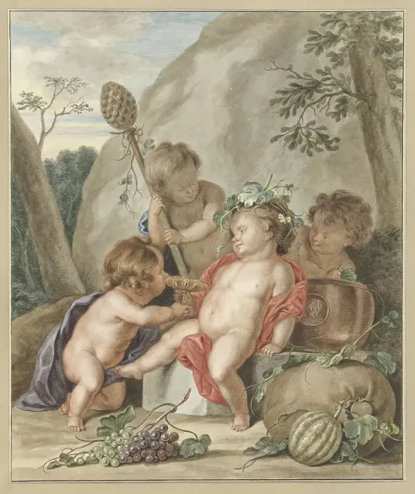 Framed Print : Children's bacchanal, 1751. Creator: Abraham Delfos Framed Print : Children's bacchanal, 1751. Creator: Abraham Delfos