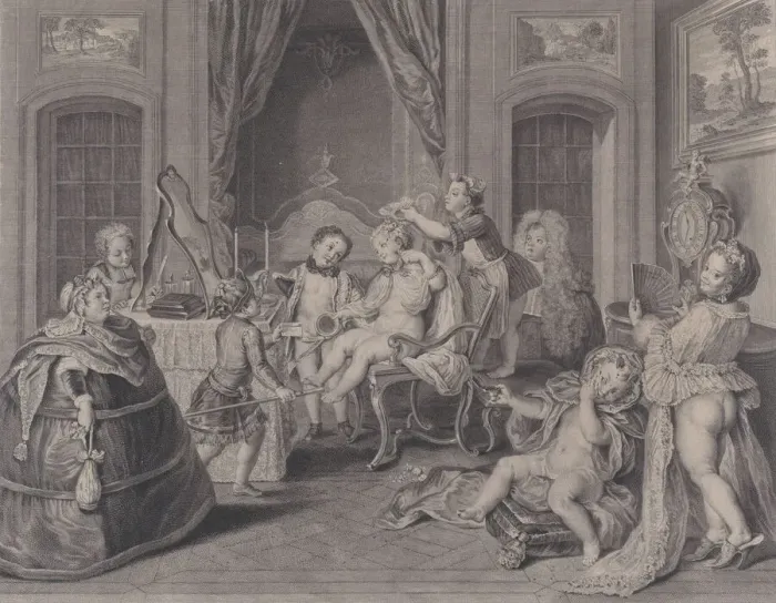 Framed Print : Childrens Games (Jeux des Enfants), 1731. Creator: Francois Bernard Lepicie