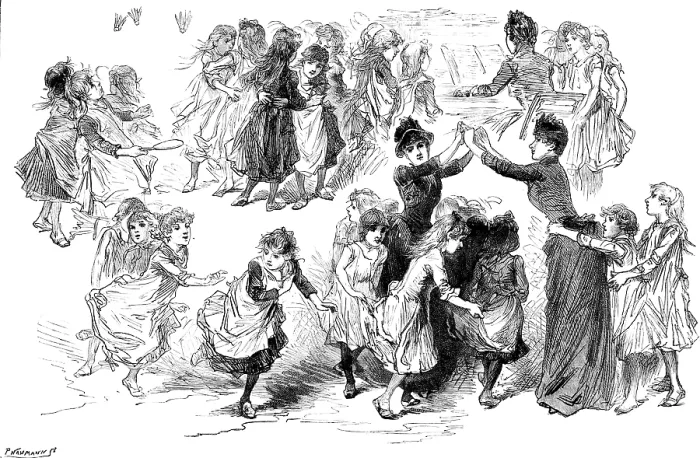 Framed Print : 'Children's Happy Evenings, ' conducted at London Board schools by Mrs. Jeune and other ladies, 1890. Creator: P Naumann Framed Print : 'Children's Happy Evenings, ' conducted at London Board schools by Mrs. Jeune and other ladies, 1890. Creator: P Naumann