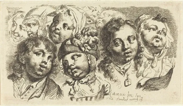 Framed Print : Nine Children's Heads, 1765. Creator: Johann Eleazar Schenau Framed Print : Nine Children's Heads, 1765. Creator: Johann Eleazar Schenau