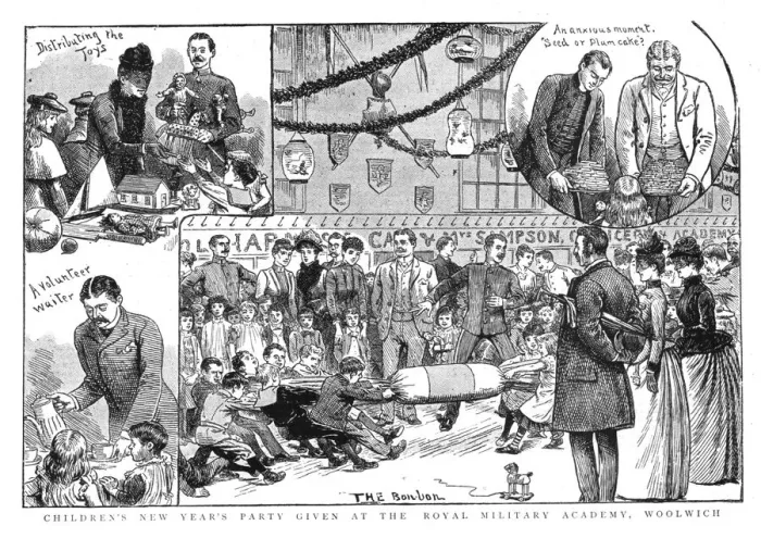 Framed Print : Childrens New Years Party given by the Royal Military Academy at Woolwich, 1890. Creator: Unknown Framed Print : Childrens New Years Party given by the Royal Military Academy at Woolwich, 1890. Creator: Unknown