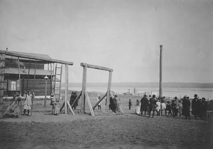 Framed Print : Children's playground on Lake Shira, 1900-1917. Creator: LI Vonago Framed Print : Children's playground on Lake Shira, 1900-1917. Creator: LI Vonago