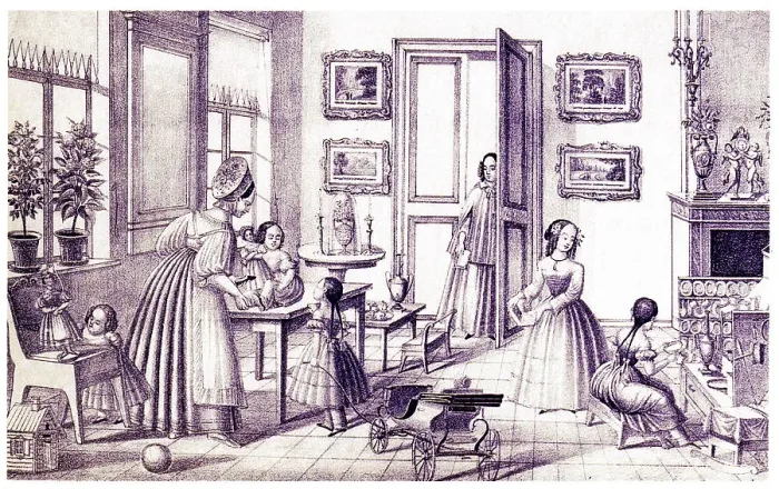 Framed Print : Childrens Room, Early 19th cen Artist: Vdovichev, P. (active First Half of 19th cen. ) Framed Print : Childrens Room, Early 19th cen Artist: Vdovichev, P. (active First Half of 19th cen. )