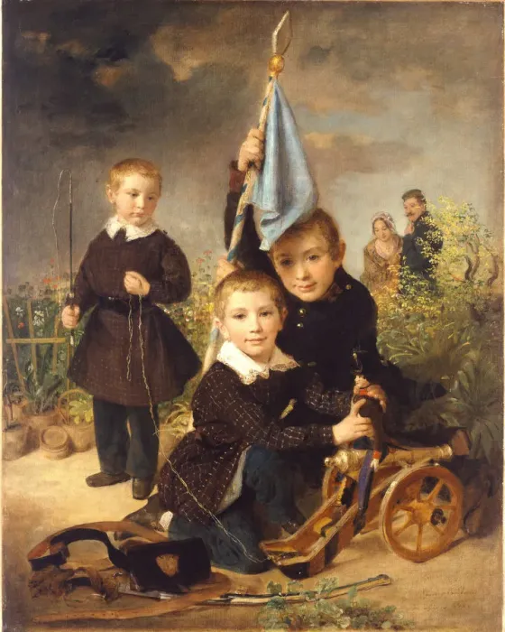 Framed Print : Childrens soldier games. Artist: Reiter, Johann Baptist (1813-1890) Framed Print : Childrens soldier games. Artist: Reiter, Johann Baptist (1813-1890)