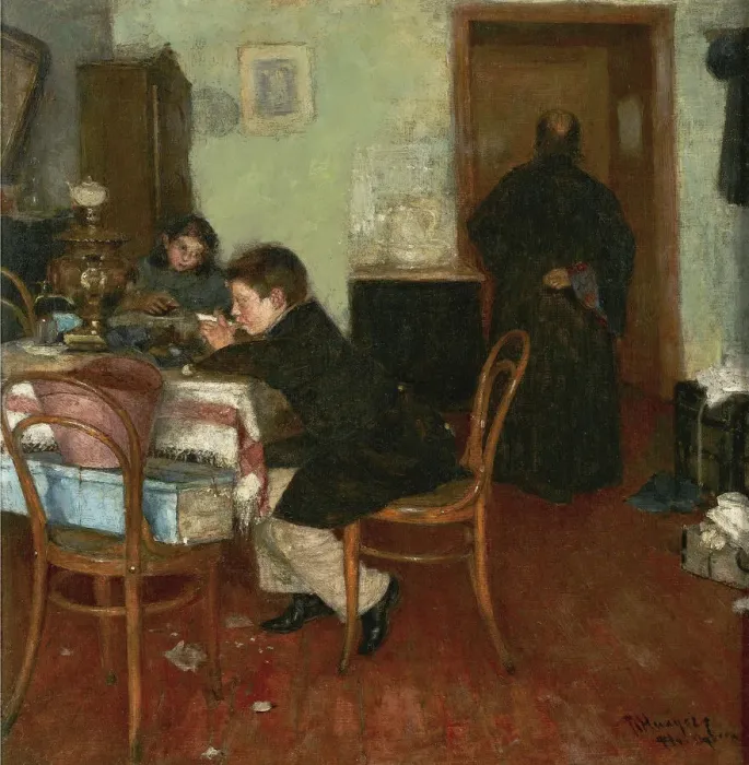 Framed Print : The Childrens Tea Time, 1894. Artist: Nilus, Pyotr Alexandrovich (1869-1940) Framed Print : The Childrens Tea Time, 1894. Artist: Nilus, Pyotr Alexandrovich (1869-1940)