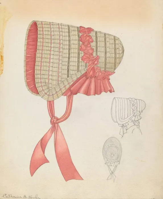 Framed Print : Childs Bonnet, c. 1937. Creator: Catherine Fowler Framed Print : Childs Bonnet, c. 1937. Creator: Catherine Fowler
