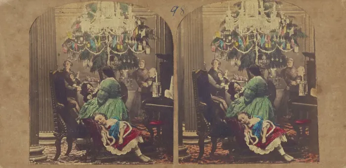 Framed Print : Child's Dream. Pantomime, Ball Room, Christmas Tree. By Phiz. 1855-1860. Creator: Hablot Knight Browne Framed Print : Child's Dream. Pantomime, Ball Room, Christmas Tree. By Phiz. 1855-1860. Creator: Hablot Knight Browne