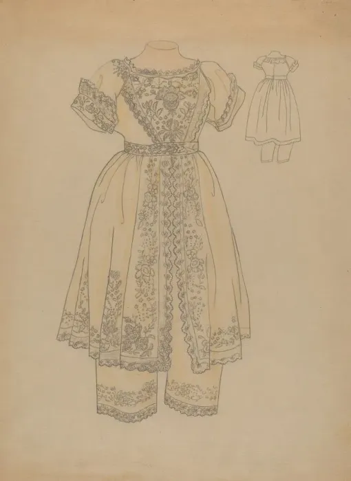 Framed Print : Childs Dress, c. 1936. Creator: Melita Hofmann Framed Print : Childs Dress, c. 1936. Creator: Melita Hofmann