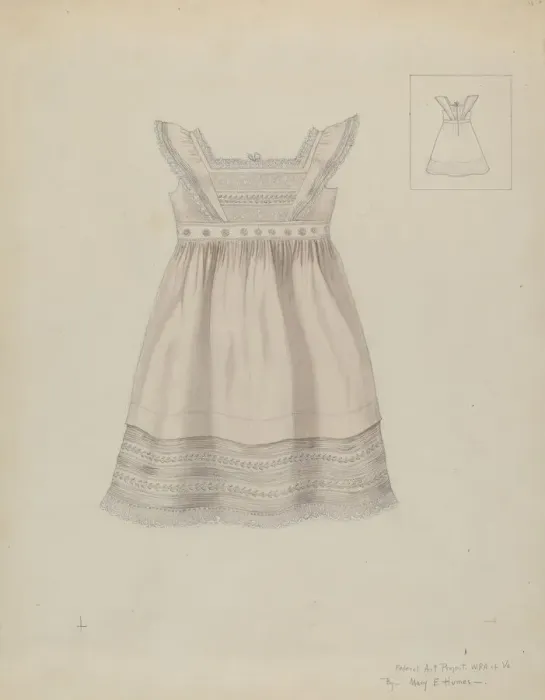 Framed Print : Childs Dress, c. 1937. Creator: Mary E Humes Framed Print : Childs Dress, c. 1937. Creator: Mary E Humes