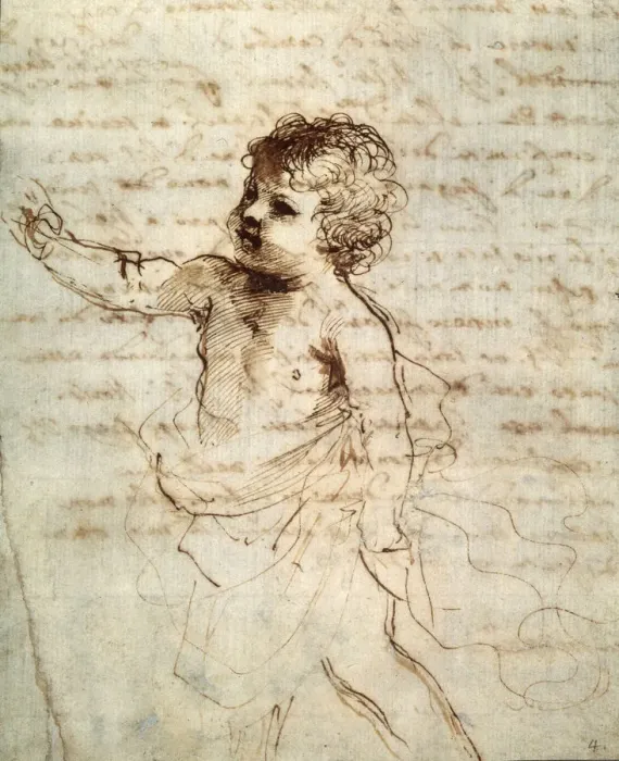 Framed Print : Childs figure in drapery, 17th century Artist: Guercino Framed Print : Childs figure in drapery, 17th century Artist: Guercino