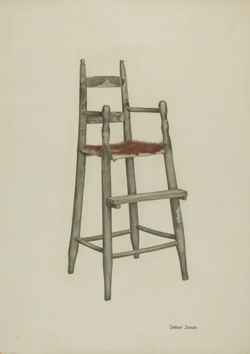 Framed Print : Childs High Chair, 1939. Creator: Dorothy Johnson Framed Print : Childs High Chair, 1939. Creator: Dorothy Johnson