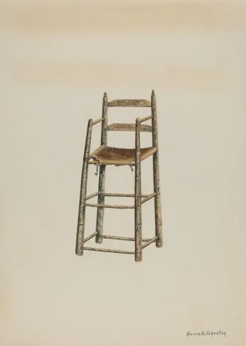Framed Print : Childs High Chair, c. 1939. Creator: Annie B Johnston