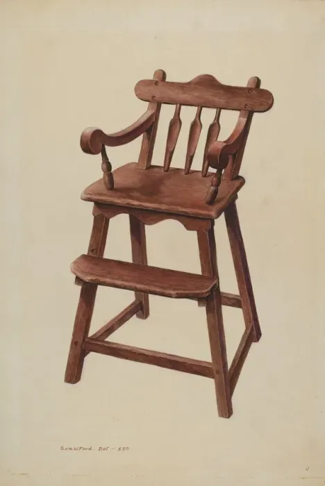 Framed Print : Childs High Chair, c. 1939. Creator: Samuel W. Ford Framed Print : Childs High Chair, c. 1939. Creator: Samuel W. Ford