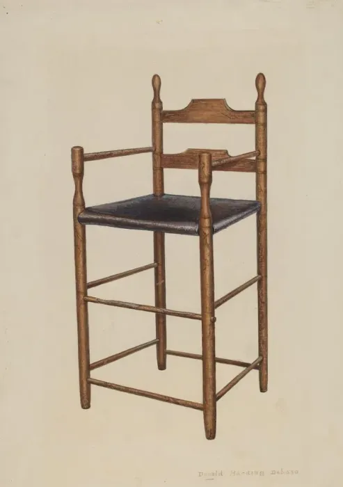 Framed Print : Childs High Chair, c. 1942. Creator: Donald Harding Framed Print : Childs High Chair, c. 1942. Creator: Donald Harding