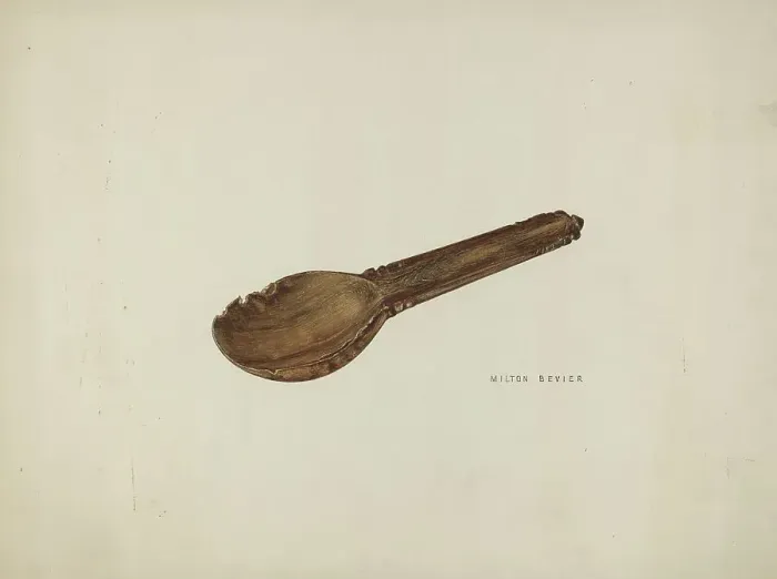Framed Print : Childs Porridge Spoon, c. 1939. Creator: Milton Bevier Framed Print : Childs Porridge Spoon, c. 1939. Creator: Milton Bevier
