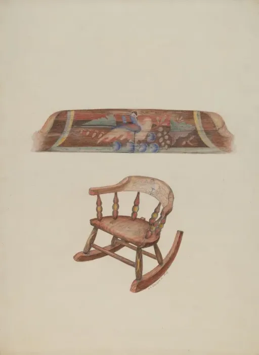 Framed Print : Childs Rocking Chair, 1938. Creator: Austin L. Davison Framed Print : Childs Rocking Chair, 1938. Creator: Austin L. Davison