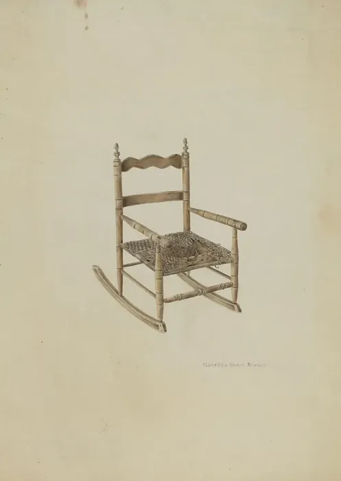 Framed Print : Child's Rocking Chair, c. 1939. Creator: Florence Grant Brown Framed Print : Child's Rocking Chair, c. 1939. Creator: Florence Grant Brown