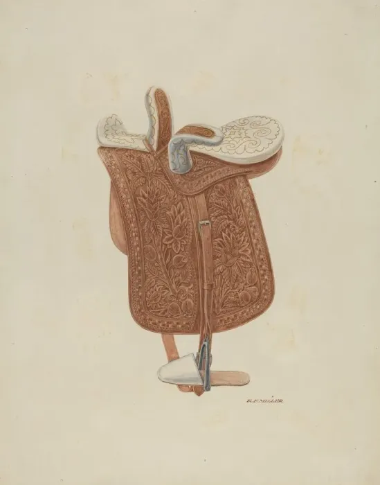 Framed Print : Childs Side Saddle, c. 1940. Creator: Randolph F Miller Framed Print : Childs Side Saddle, c. 1940. Creator: Randolph F Miller