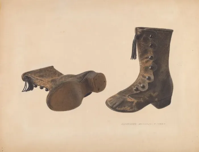 Framed Print : Childs Shoe, 1940. Creator: Alexander Anderson Framed Print : Childs Shoe, 1940. Creator: Alexander Anderson