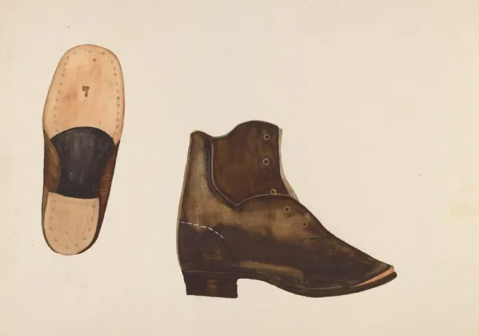 Framed Print : Childs Shoes, c. 1937. Creator: Marjery Parish Framed Print : Childs Shoes, c. 1937. Creator: Marjery Parish