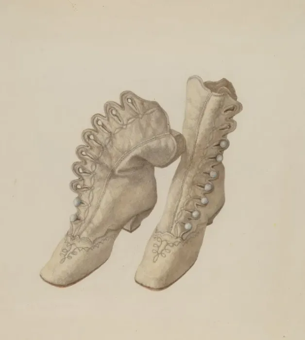 Framed Print : Childs Shoes, c. 1940. Creator: Stella Mosher Framed Print : Childs Shoes, c. 1940. Creator: Stella Mosher