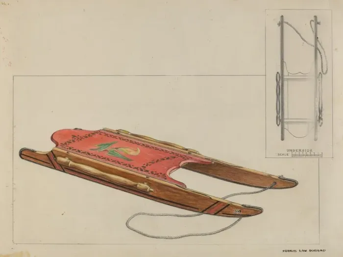 Framed Print : Childs Sled, c. 1937. Creator: Francis Law Durand Framed Print : Childs Sled, c. 1937. Creator: Francis Law Durand