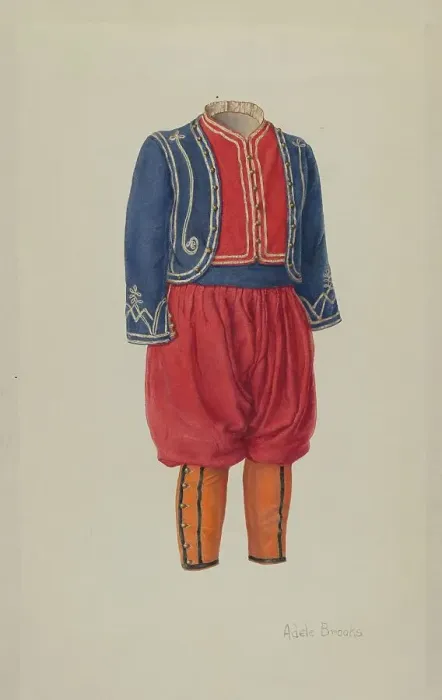 Framed Print : Child's Soldier Suit, c. 1938. Creator: Adele Brooks Framed Print : Child's Soldier Suit, c. 1938. Creator: Adele Brooks