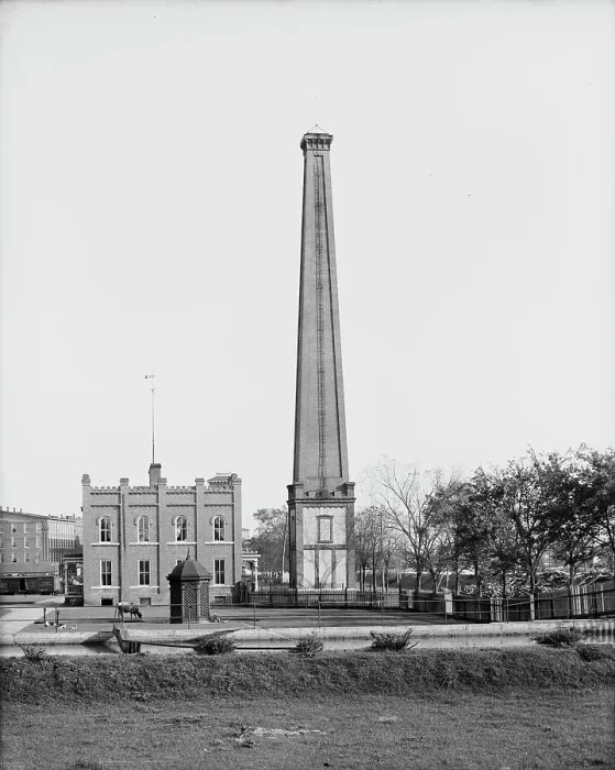 Framed Print : Chimney of old Confederate Powder Works Mill, Augusta, Ga. between 1900 and 1910. Creator: Unknown Framed Print : Chimney of old Confederate Powder Works Mill, Augusta, Ga. between 1900 and 1910. Creator: Unknown