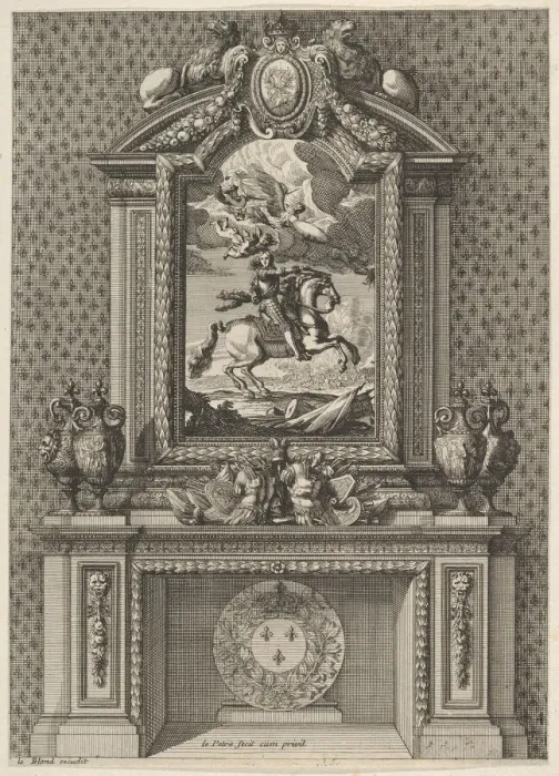 Framed Print : Chimney with a Painting of Louis XIV over the Mantle, from Grandes Cheminee, ca Framed Print : Chimney with a Painting of Louis XIV over the Mantle, from Grandes Cheminee, ca