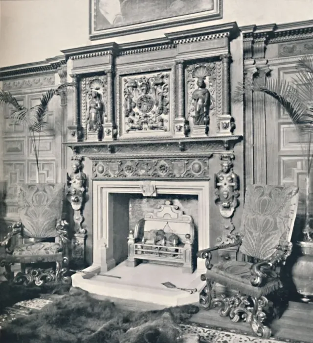 Framed Print : Chimney-Piece in the Great Hall, Castle Ashby, Northampton, 1927 Framed Print : Chimney-Piece in the Great Hall, Castle Ashby, Northampton, 1927