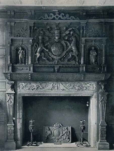Chimneypiece with Arms of James I, circa 1606: from the Old Palace, Bromley-By-Bow, 1945