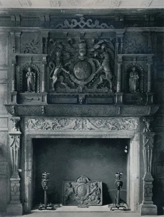Framed Print : Chimneypiece with Arms of James I, circa 1606: from the Old Palace, Bromley-By-Bow, 1945 Framed Print : Chimneypiece with Arms of James I, circa 1606: from the Old Palace, Bromley-By-Bow, 1945