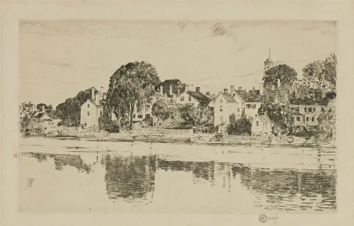 Framed Print : The Chimneys, Portsmouth, 1915. Creator: Frederick Childe Hassam Framed Print : The Chimneys, Portsmouth, 1915. Creator: Frederick Childe Hassam